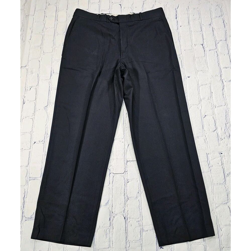 Cricketeer Dress Pants 100% Virgin Wool Flat Front Chino Navy Blue MENS SIZE 35
